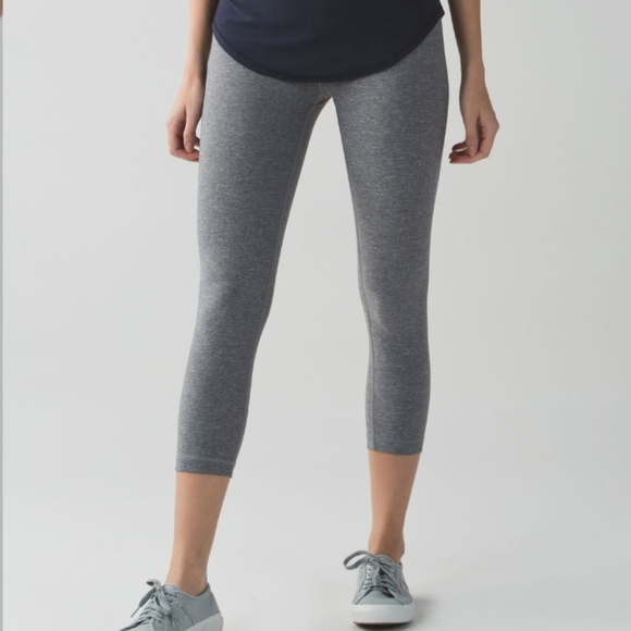 Lululemon Wunder Under Leggings Crop ll Sz6 Heathered Slate - Picture 1 of 7